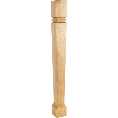 HARDWARE RESOURCES 3-1/2" Wx3-1/2"Dx35-1/2"H Rubberwood Bullnose Tapered Post P80-RW